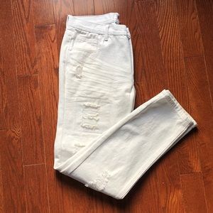 All White Distressed Jeans